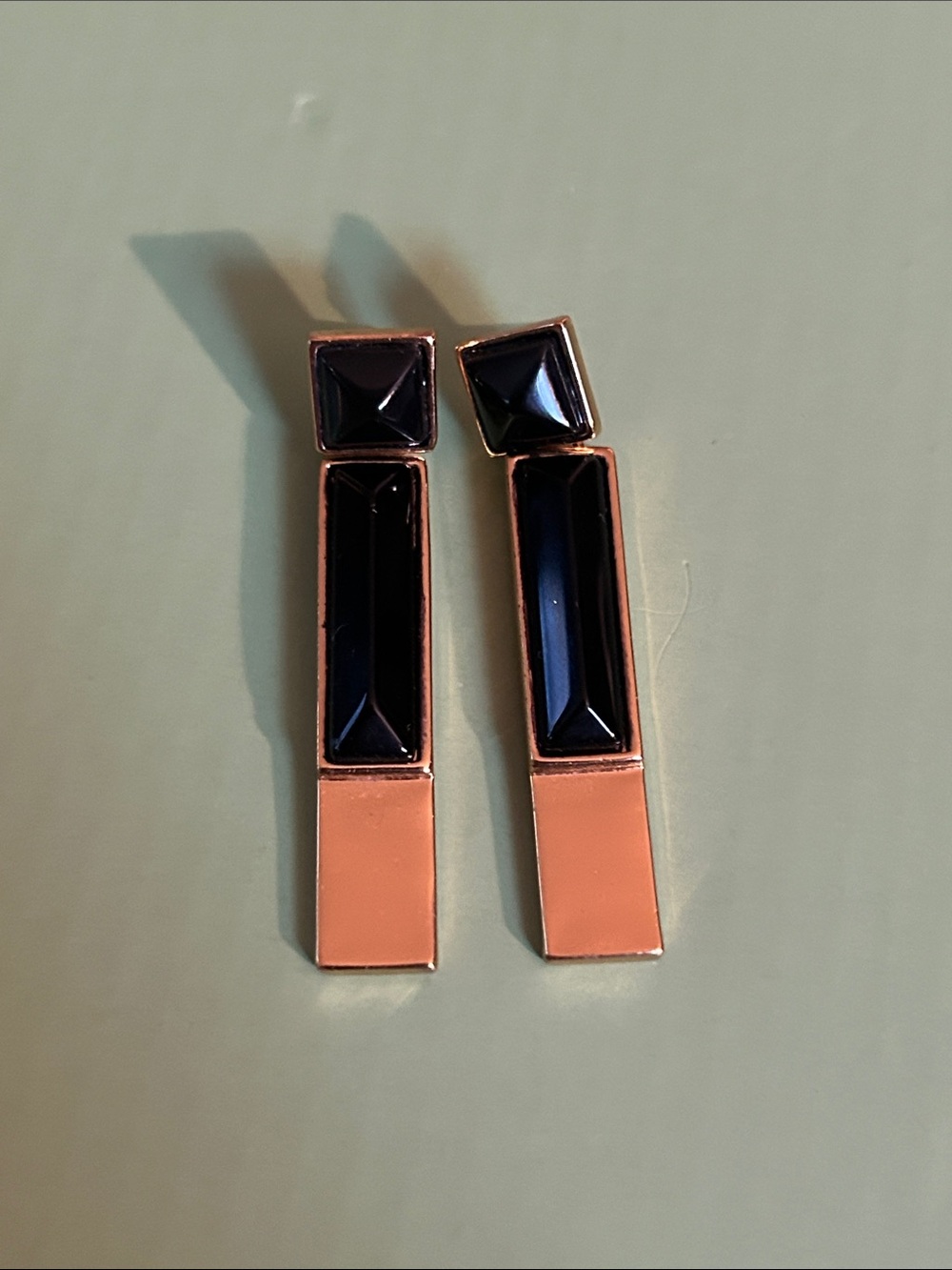 Vintage Camuto Elegant Black and Gold Geometric Drop Earrings